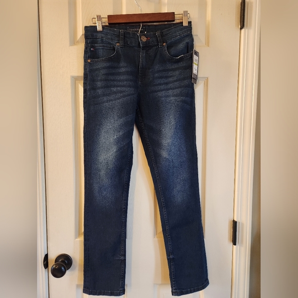Tommy Hilfiger Boys Straight Leg Stretch Dark Denim Jeans Size 14 NWT - Picture 1 of 9